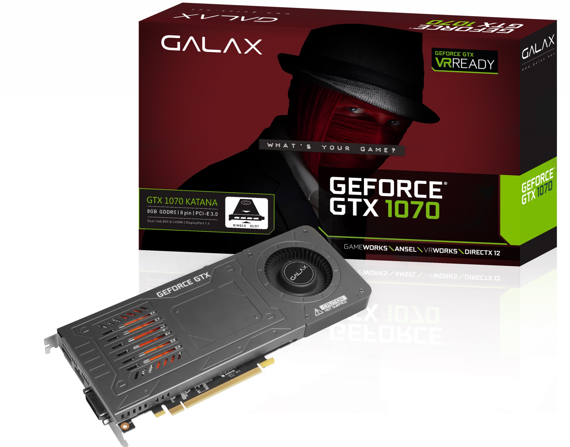 Open enlarged image GALAX announces its single-slot GeForce GTX 1070 Katana 01
