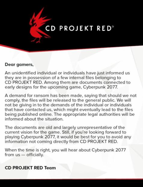 Cyberpunk 2077 hacked data held for ransom 89