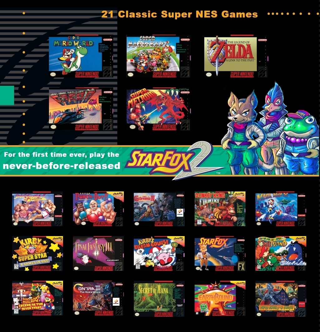 Super Nintendo SNES Mini Console with 21 Games Inbuilt