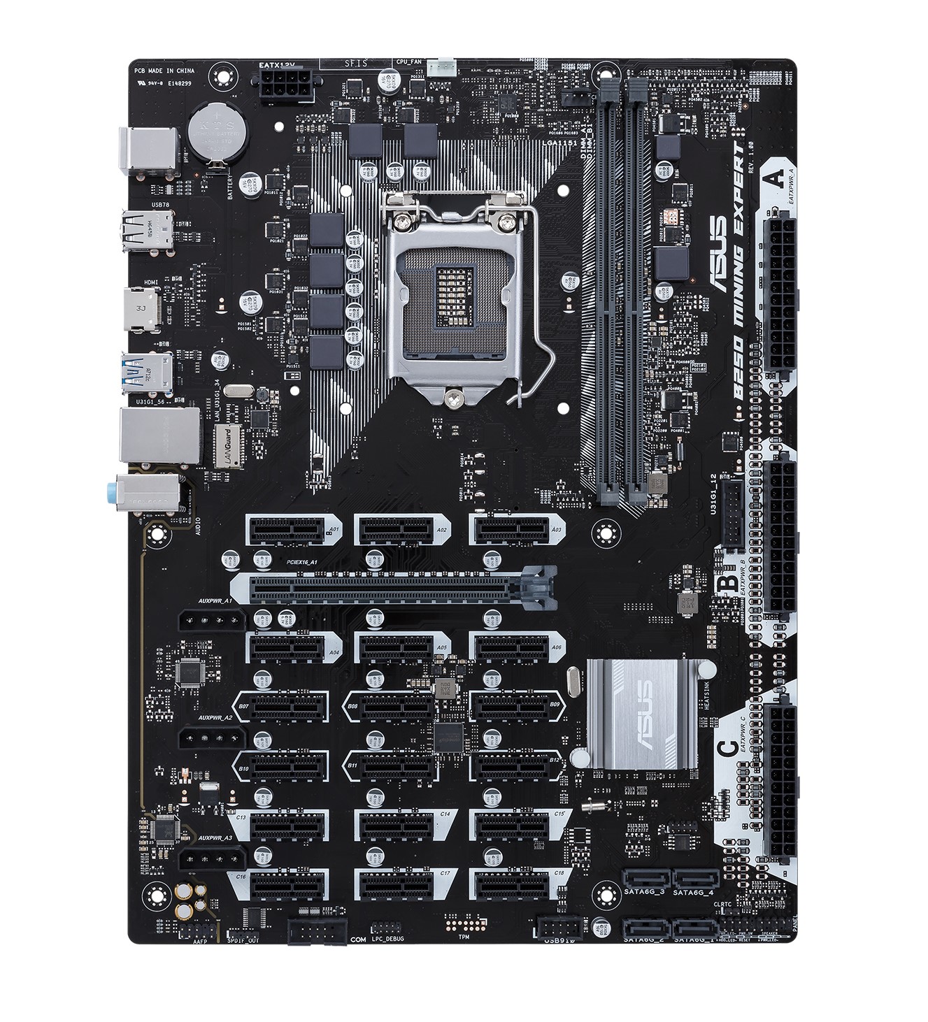 ASUS B250 Mining Expert board: support for 19 x GPUs 10