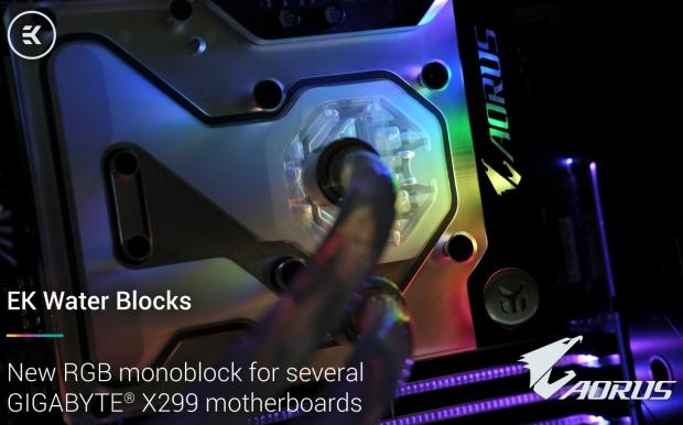 Open enlarged image EKWB release new RGB monoblock for GIGABYTE X299 boards