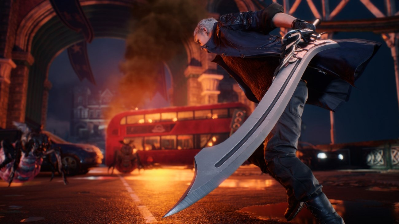 Devil May Cry 5 gameplay shows Dante hitting demons with his