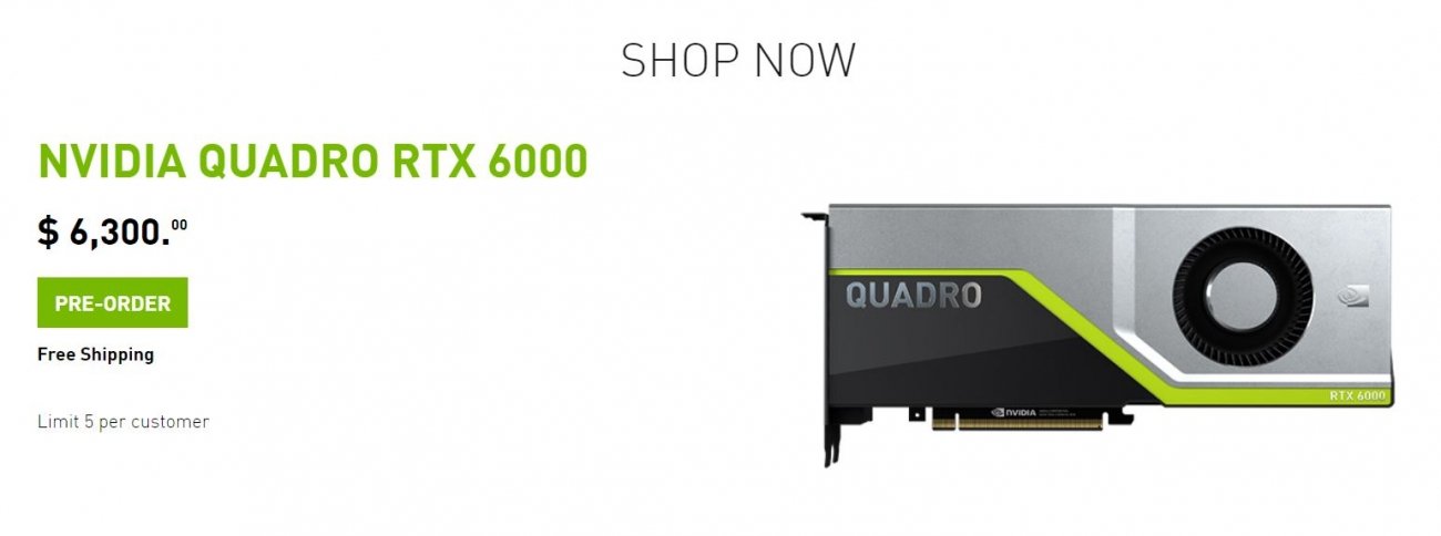 NVIDIA Quadro RTX 5000/6000 pre-orders are now