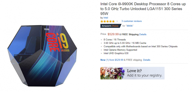 Intel Core i9-9900K Desktop Processor 8 Cores up to 5.0 GHz Turbo Unlocked  LGA1151 300 Series 95W