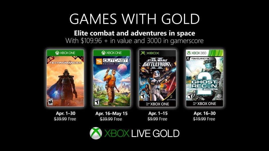 Here are April's free Xbox LIVE Gold games