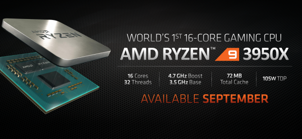 AMD Ryzen 9 3950X: 16C/32T chip arrives September 30 for $749