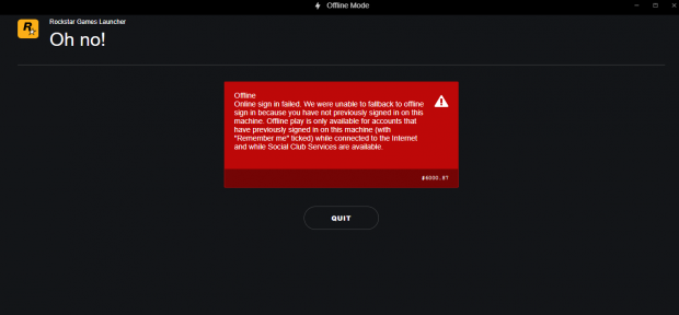 rockstar game launcher offline mode fix
