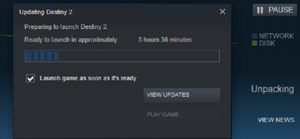 Destiny 2 on Steam requires hours of data unpacking 6246