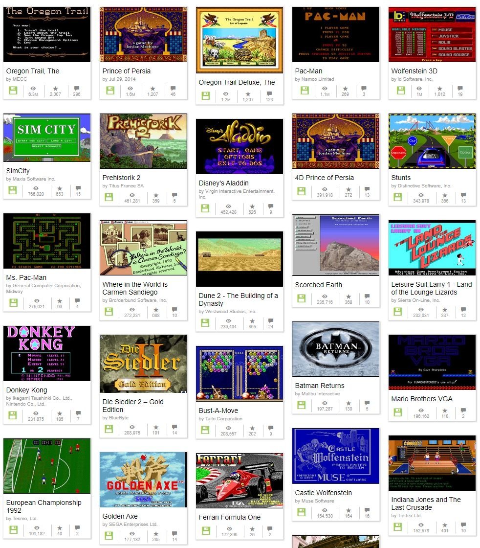 DOS_deck offers free, all-timer DOS games in a browser, with