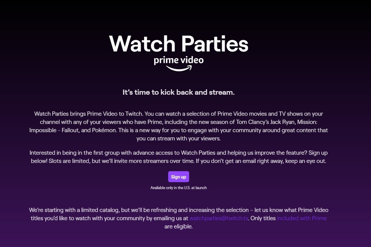 Twitch 'Watch Parties' allows streamers & viewers to watch Prime Video
