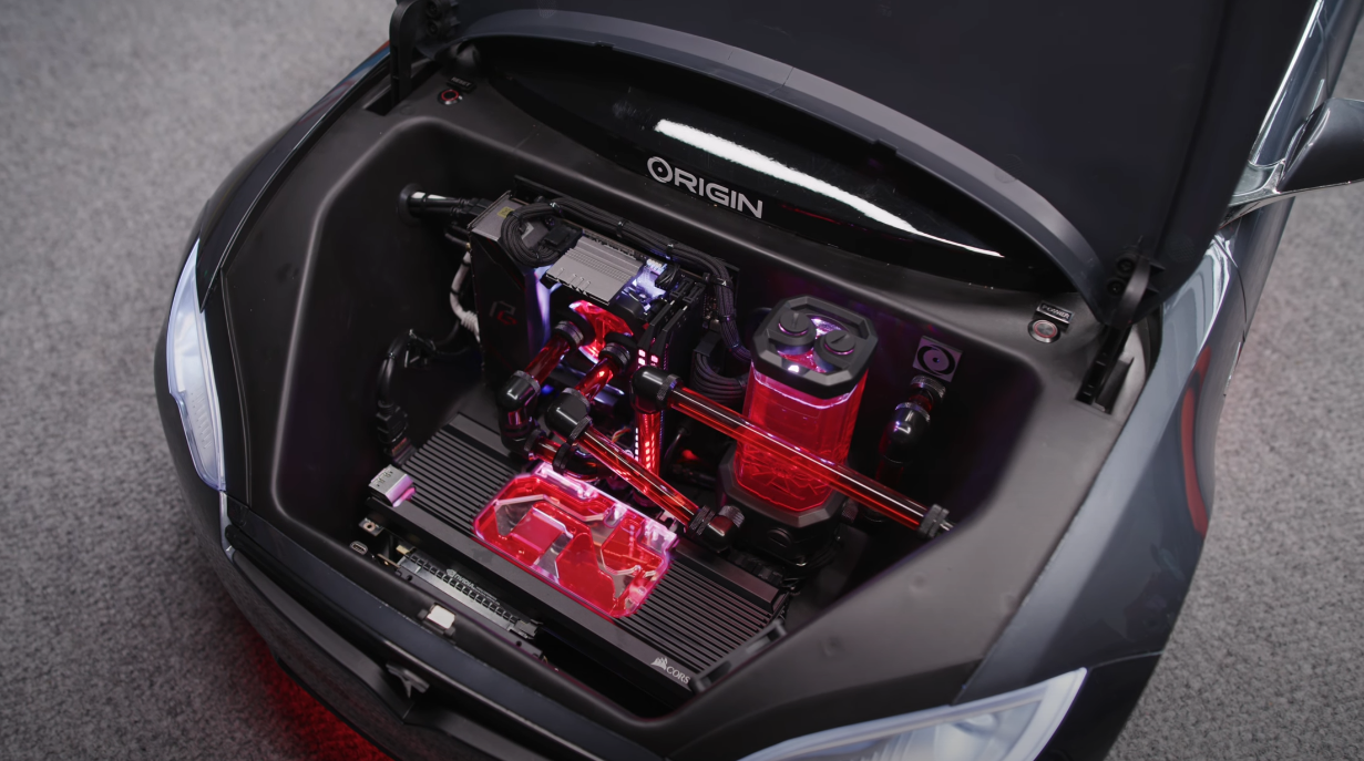 Origin built the world's 'FASTEST' gaming PC into a driveable Tesla