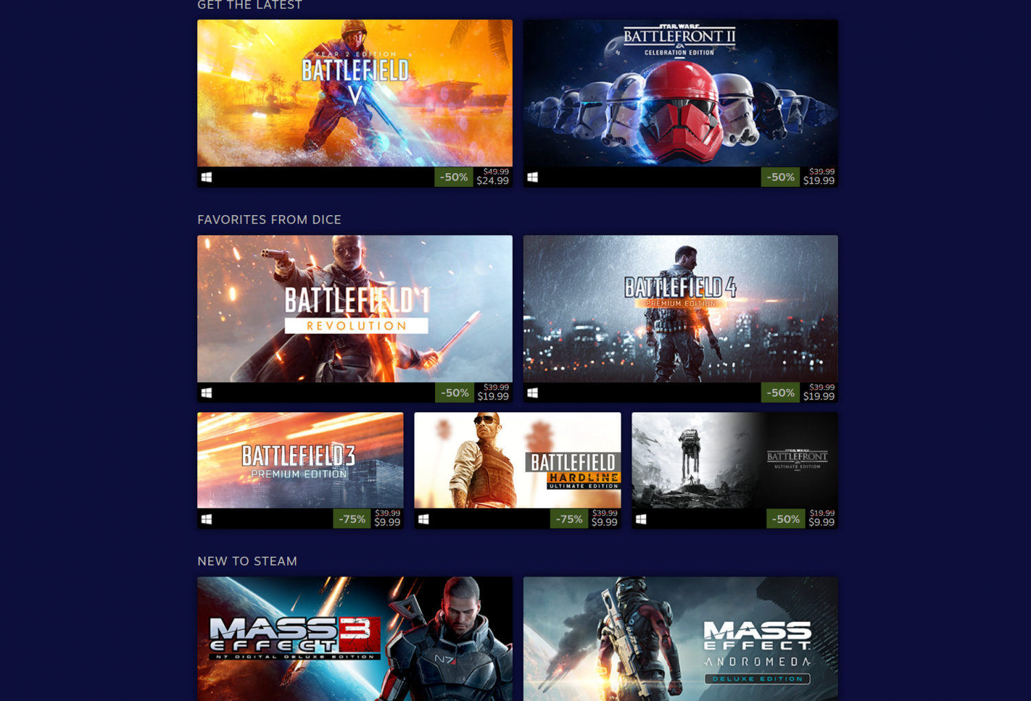 Battlefield, Battlefront, and Mass Effect games swoop over to Steam