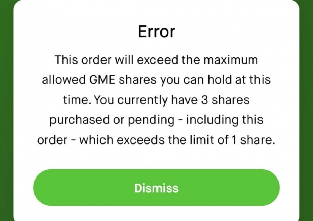 Robinhood limits purchases of GME, AMC, BB, and NOK to 1 share