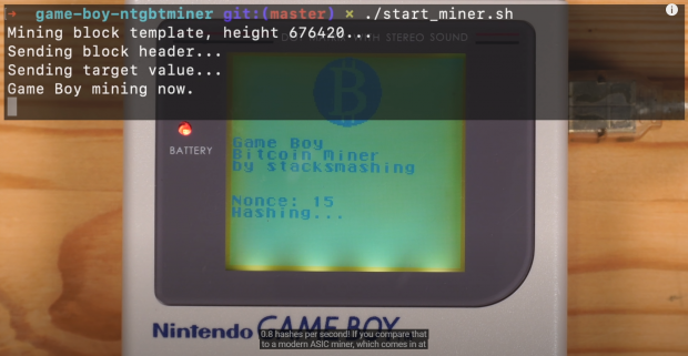 This guy modded his Nintendo Game Boy and is mining Bitcoin on it