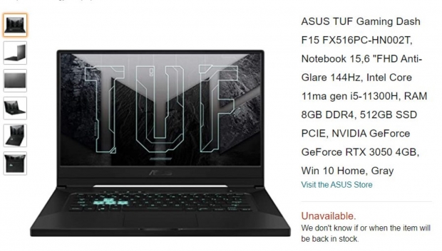 Open enlarged image Amazon now lists unreleased ASUS TUF Dash F15 laptop with RTX 3050 GPU