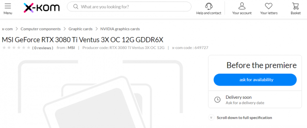 MSI's new GeForce RTX 3080 Ti Ventus 3X OC with 12GB listed online 05 MSI's new GeForce RTX 3080 Ti Ventus 3X OC with 12GB listed online 05