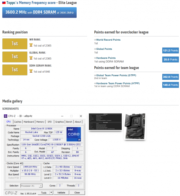 MSI MEG Z590 Unify-X mobo used in record-breaking DDR4-7200 overclock 05 |  TweakTown.com