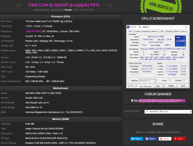 MSI MEG Z590 Unify-X mobo used in record-breaking DDR4-7200 overclock 06 |  TweakTown.com
