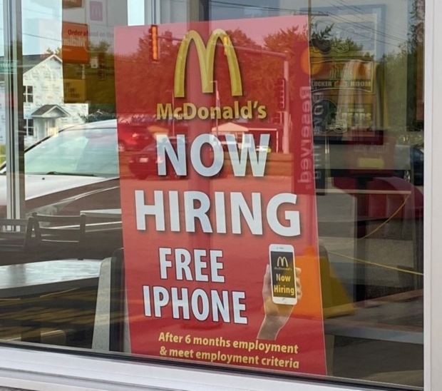 McDonald's will give you a free iPhone if you work there for 6+ months