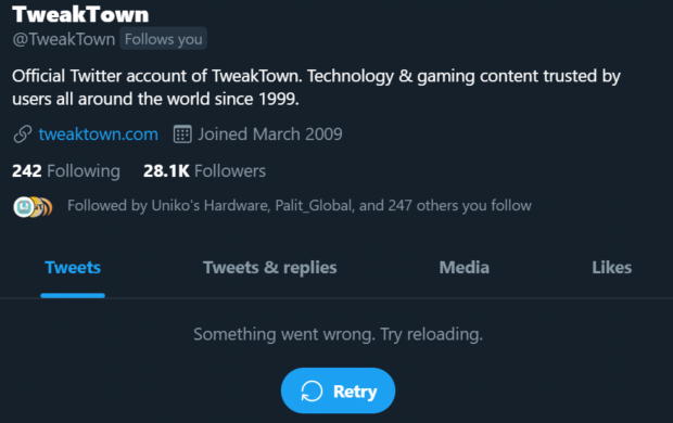 Twitter is having issues: can't access bookmarks, profiles, anything
