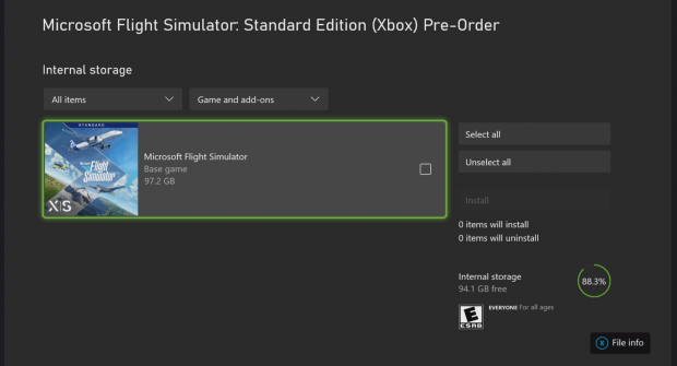 Microsoft Flight Simulator on Xbox, release date, time & file size