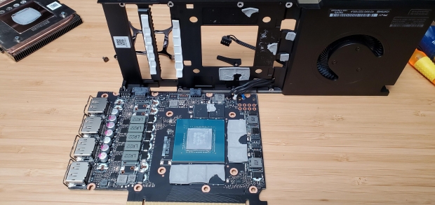 NVIDIA RTX A4000 workstation GPU teardown, with blower-style cooler 03