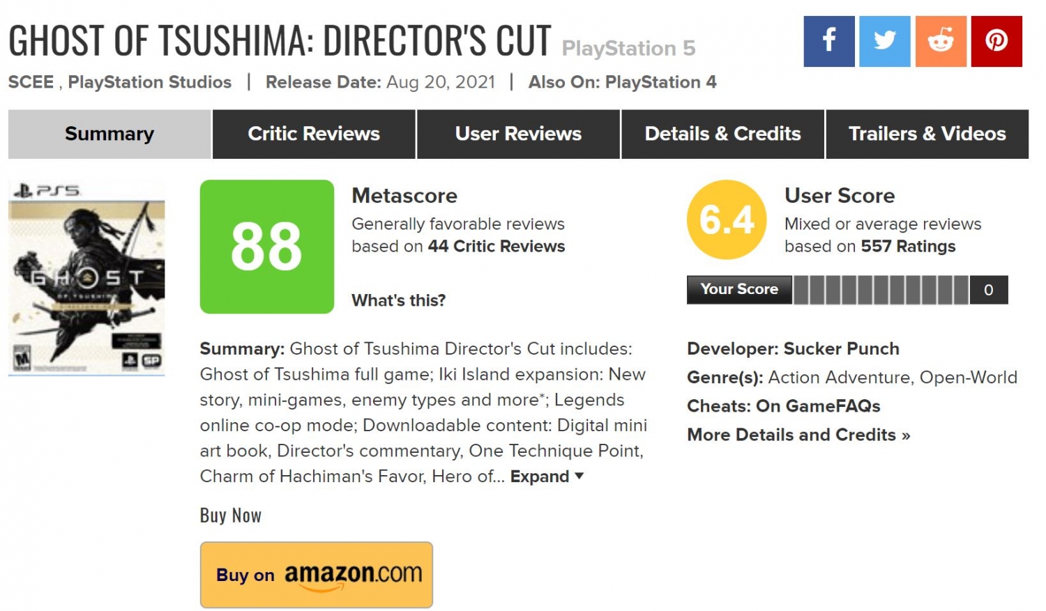 Director's cut getting review bombed on Metacritic : r/ghostoftsushima