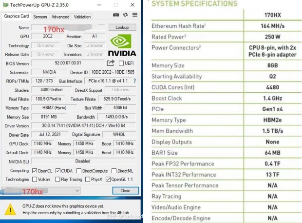 NVIDIA CMP 170HX crypto mining card teased insane 164MH s hash rate