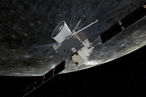 Open enlarged image Spacecraft uses gravity to slow down, takes first image of Mercury