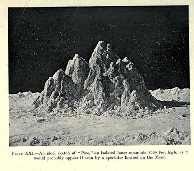 Foto del 1874 della montagna lunare rispetto alla sua forma attuale