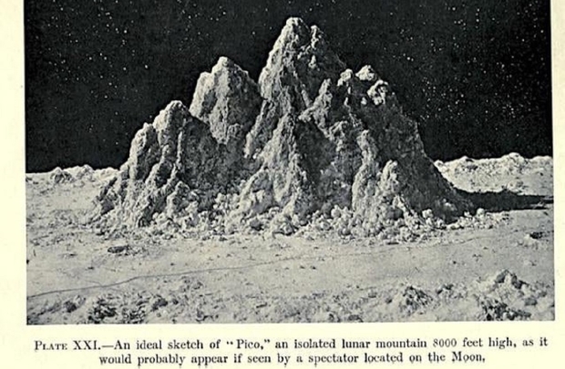 Open enlarged image 1874 image of lunar mountain versus how it actually looks today