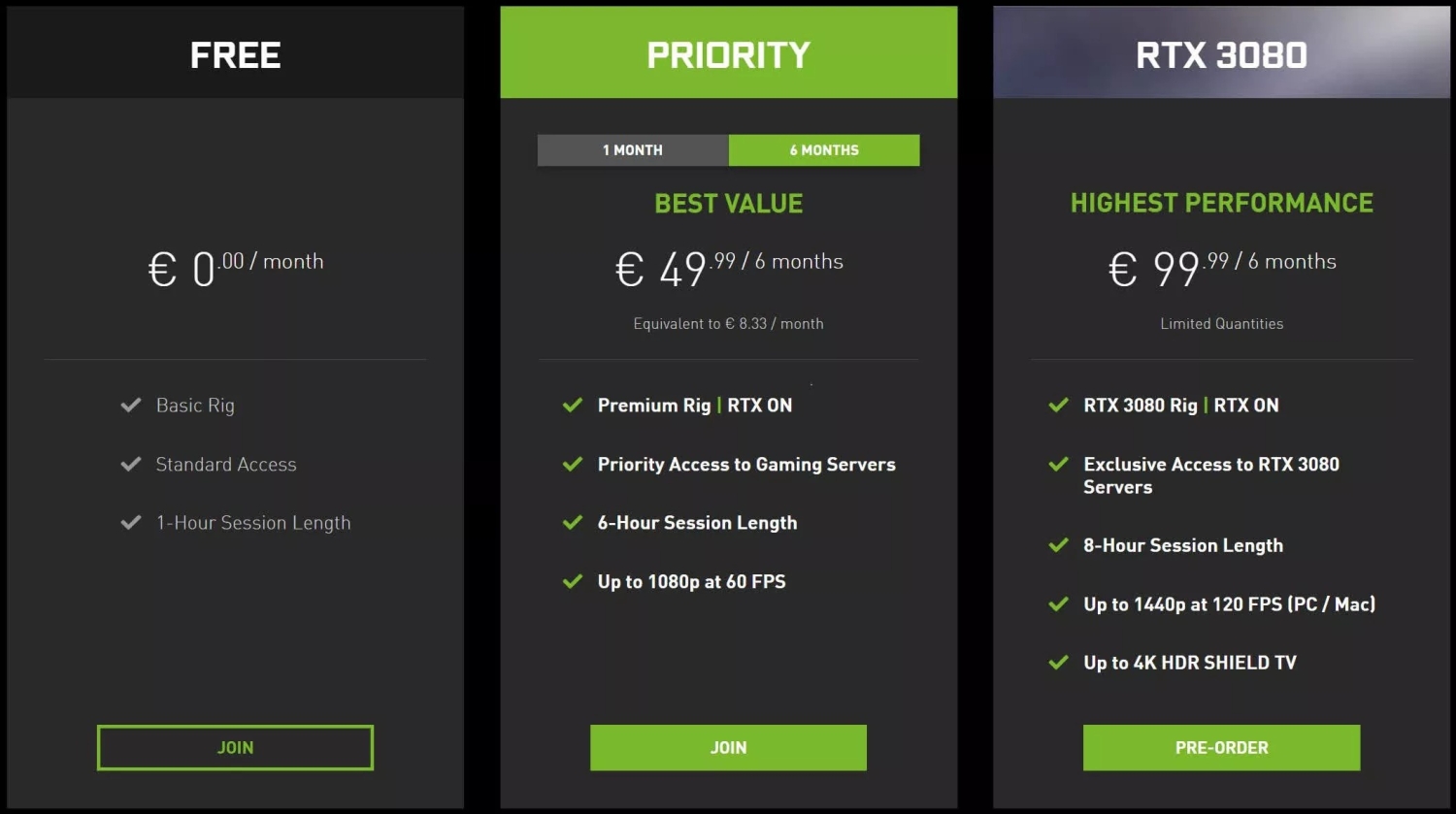 Nvidia 现在在geforce 上运行速度低于60 Fps 支付 优先 会员费用
