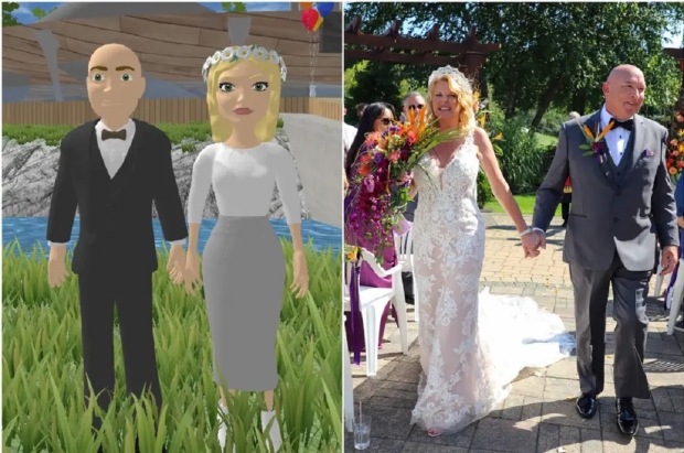 The first couple has just had their wedding... in the metaverse 08