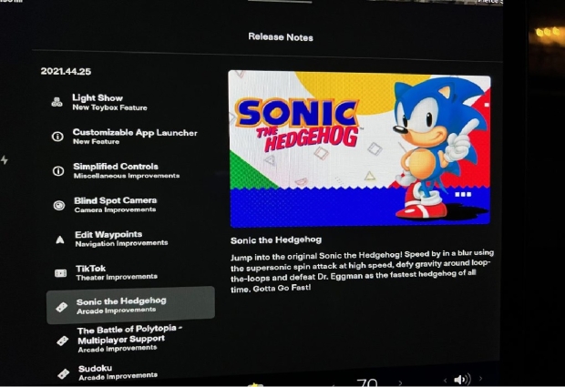 Open enlarged image Tesla's holiday software update: TikTok, and Sonic the Hedgehog coming