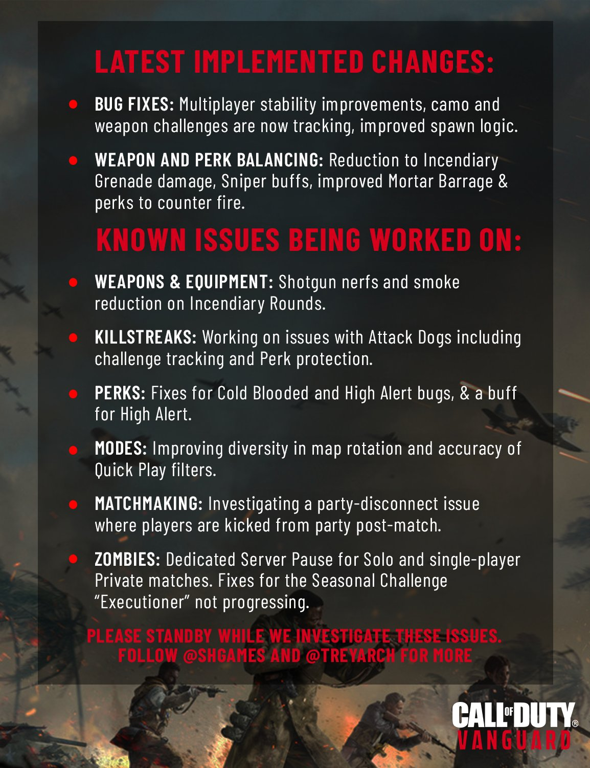 Known Issues in Call of Duty: Vanguard