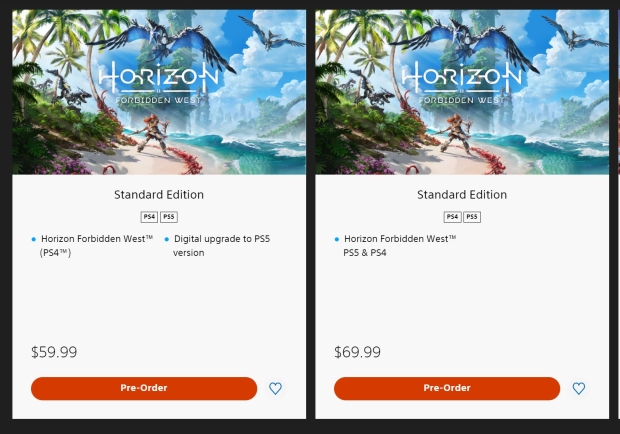 Horizon Forbidden West Standard and Special editions do not