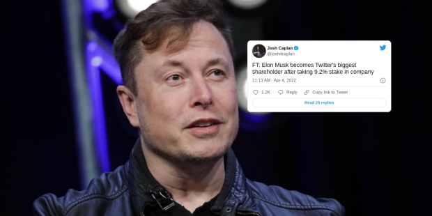 Elon Musk buys 73.5 million shares of Twitter's stock, becoming