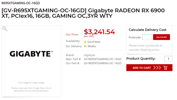 GIGABYTE Radeon RX 6950 XT GAMING OC appears: listed for $2400+ 01
