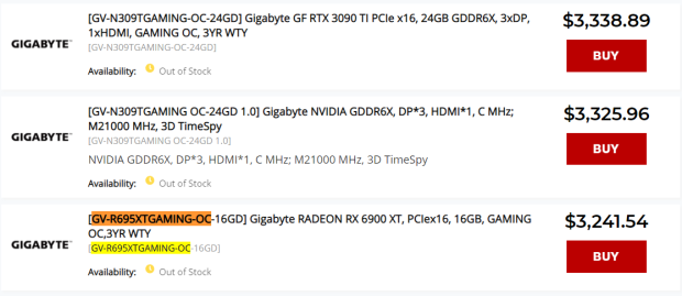 GIGABYTE Radeon RX 6950 XT GAMING OC appears: listed for $2400+ 02