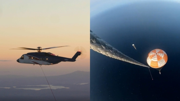 Watch this helicopter successfully catch a falling rocket booster 01