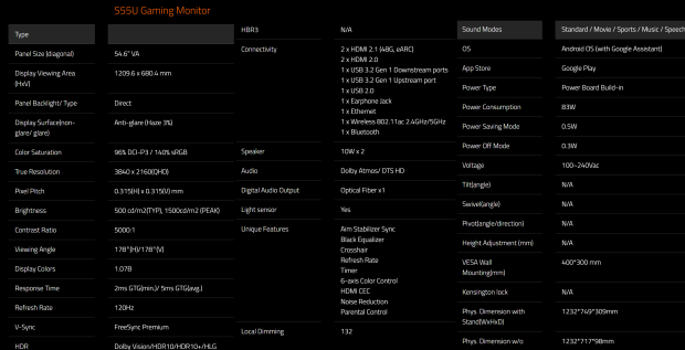 Monitor de jogos GIGABYTE S55U: 55 polegadas 4K 120Hz com sistema operacional Android 07 |  TweakTown. com