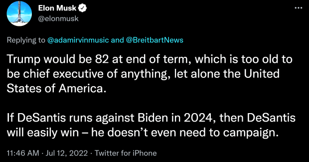 Elon Musk: 'it's time for Trump to hang up his hat, sail into sunset' 11