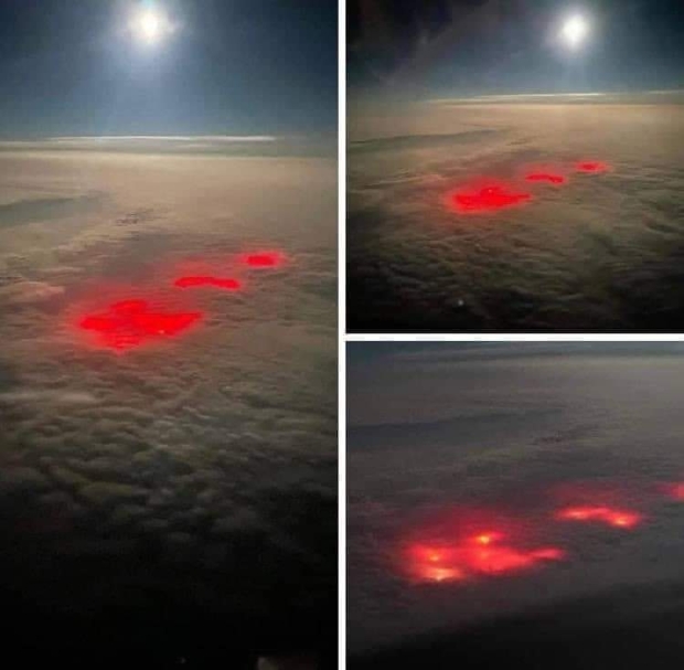 Pilot spots mysterious red glow while flying over Atlantic Ocean