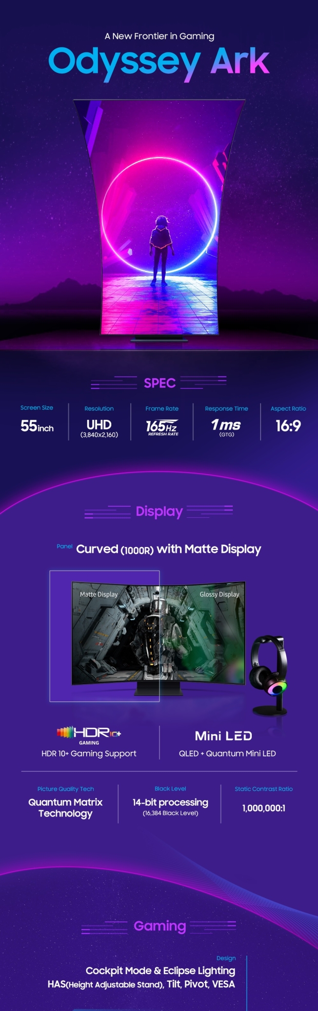 El nuevo monitor para juegos Odyssey Ark 4K 165Hz de 55 pulgadas de Samsung cuesta $3500+ 05 |  TweakTown.com