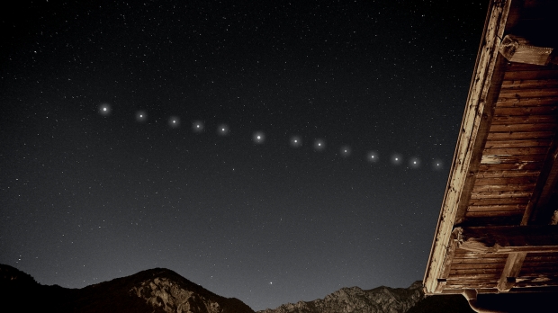 Open enlarged image Train of Elon Musk's Starlink satellites spotted in the night sky
