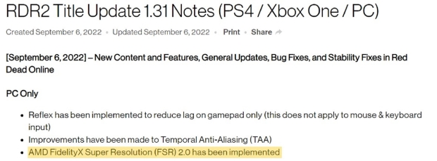 Red Dead Redemption 2 ganha suporte oficial ao AMD FSR 2.0 no patch 1.31  para PC