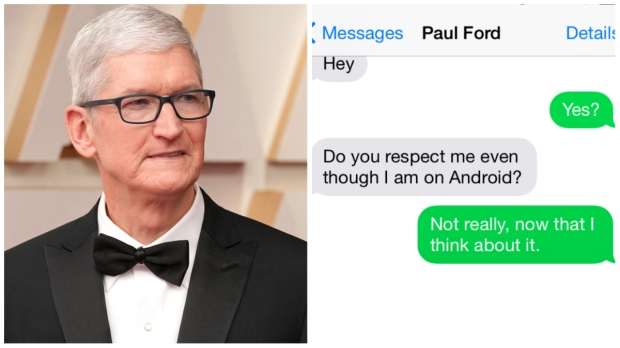Apple CEO Tim Cook says to buy an iPhone to fix texting with Android