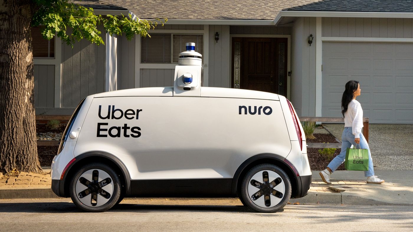 Uber Driver Less Static Uber will be using Nuro's driverless delivery robots to bring you food