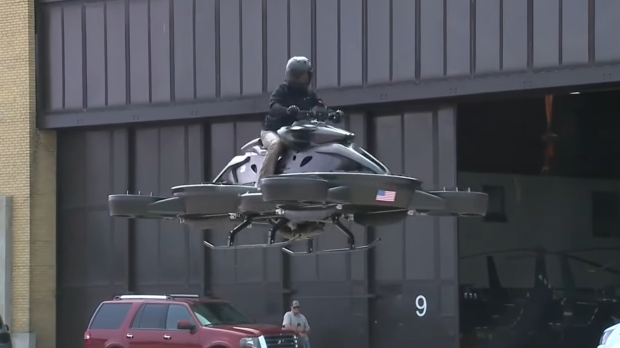 Flying hoverbike shown off with debut amazing flight