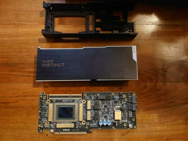 AMD Instinct MI100 with Arcturus GPU pictured without cooler, beautiful card